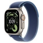 Apple Watch Ultra 3 GPS + Cellular 49mm Natural Titanium Case with Blue/Bright Blue Trail Loop - S/M