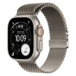 Apple Watch Ultra 3 GPS + Cellular 49mm Natural Titanium Case with Natural Titanium Milanese Loop - Small