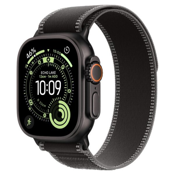 Apple Watch Ultra 3 GPS + Cellular 49mm Black Titanium Case with Black/Charcoal Trail Loop - S/M