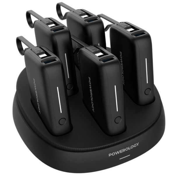 Powerology × 5 10000mAh Power Bank Station - Black