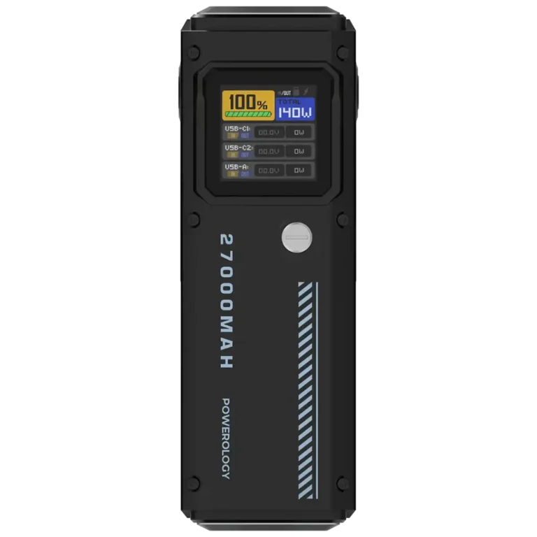 Powerology 27000mAh Smart Display Power Bank - Black