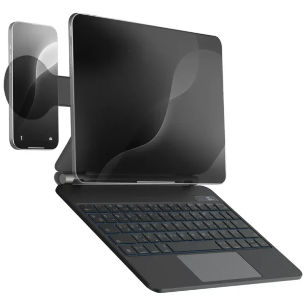 Powerology DynaBoard Wireless Keyboard Case With MagSafe Phone Holder for iPad 11(M4) - Black